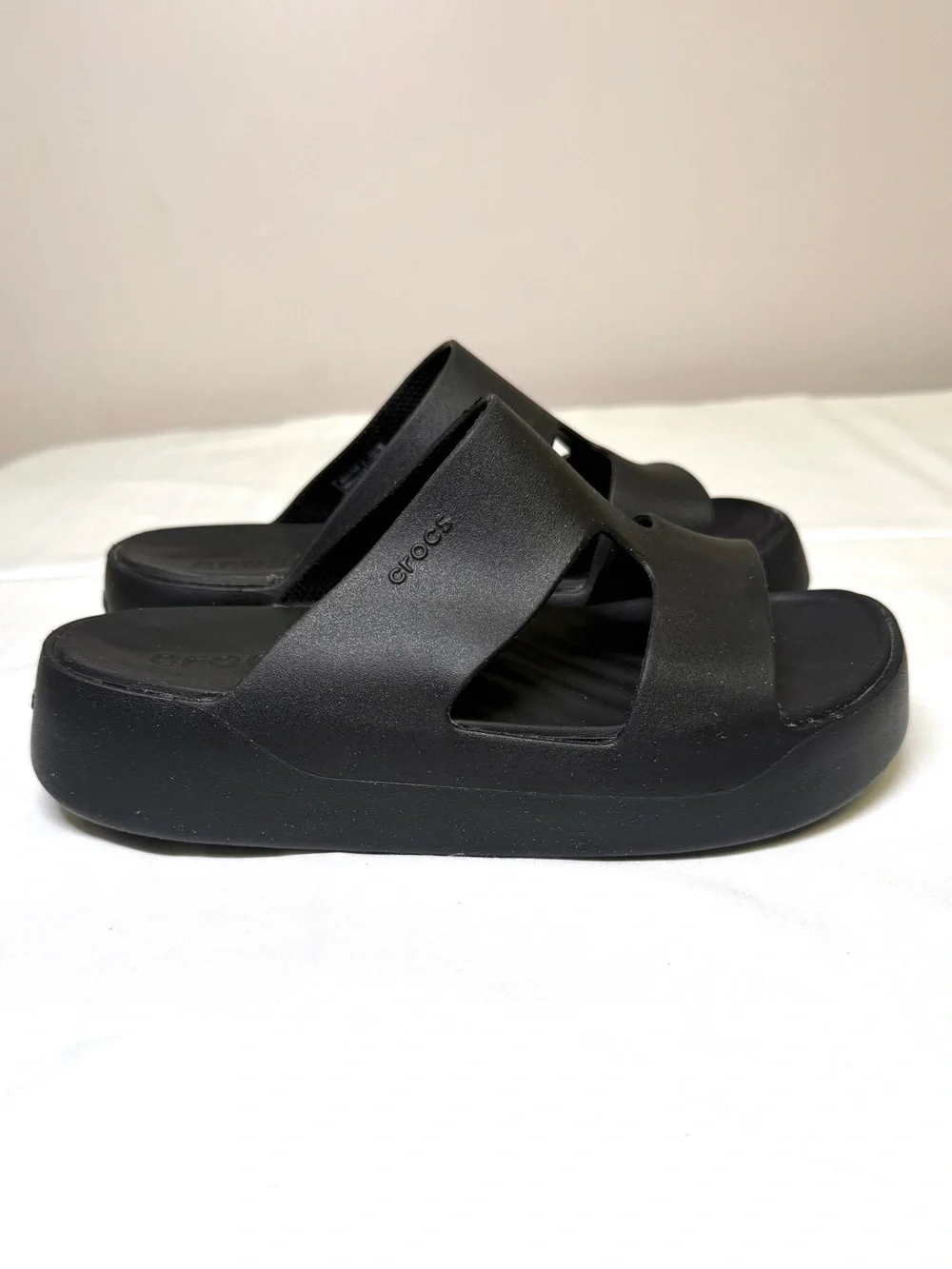 Crocs Brooklyn Platform Slide Sandals Black LiteRide Comfort Women’s 6